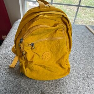 Kipling Backpack Mustard Yellow Nylon Zip Lightweight Casual medium retro travel